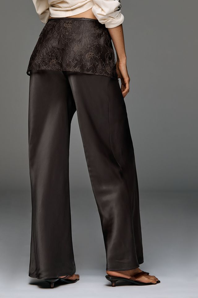 Tilda Pull-On Wide-Leg Lace-Wrap Pants #3