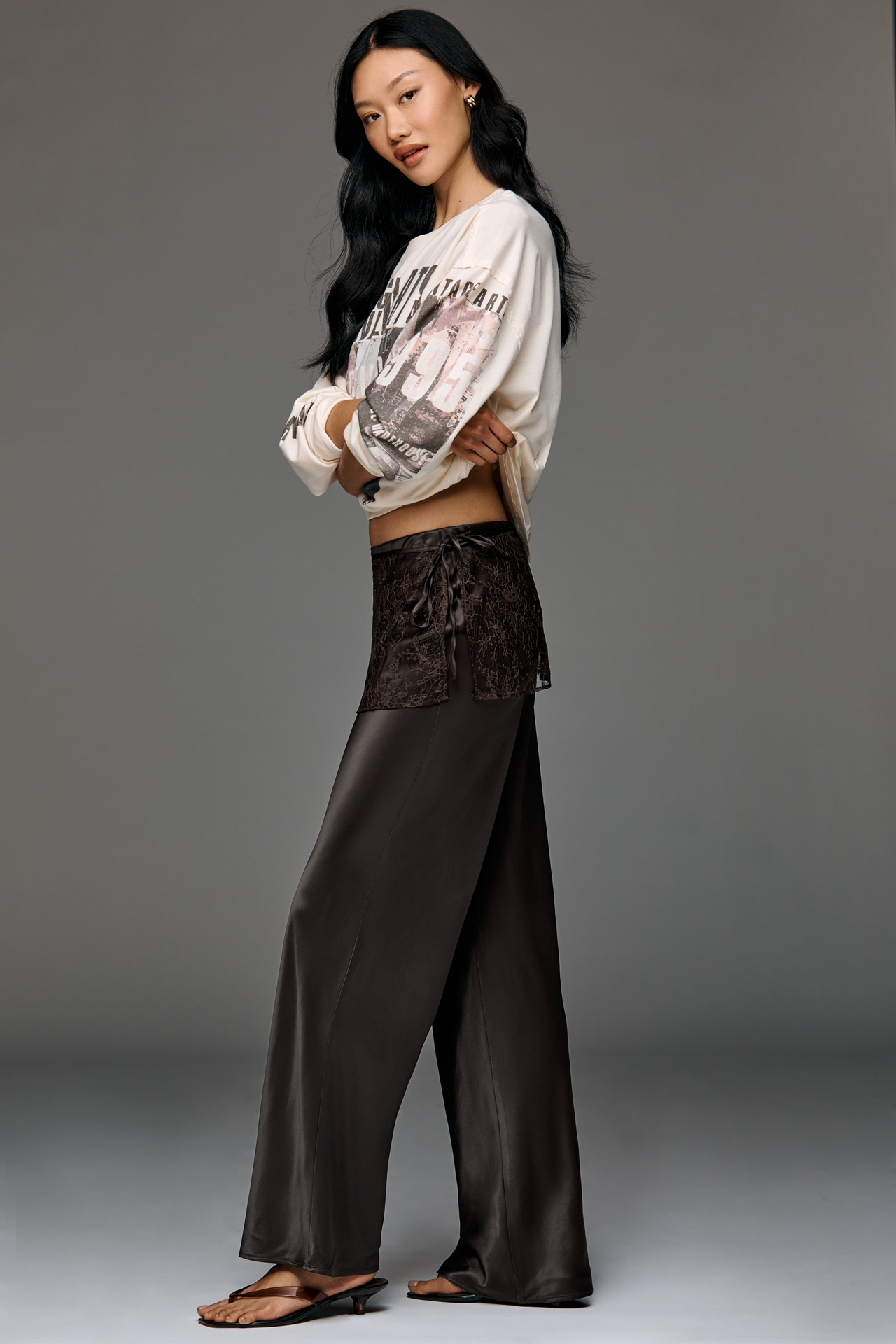 The Tilda Pull-On Wide-Leg Lace-Wrap Pants