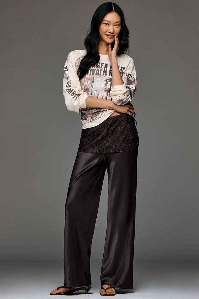 Tilda Pull-On Wide-Leg Lace-Wrap Pants #1