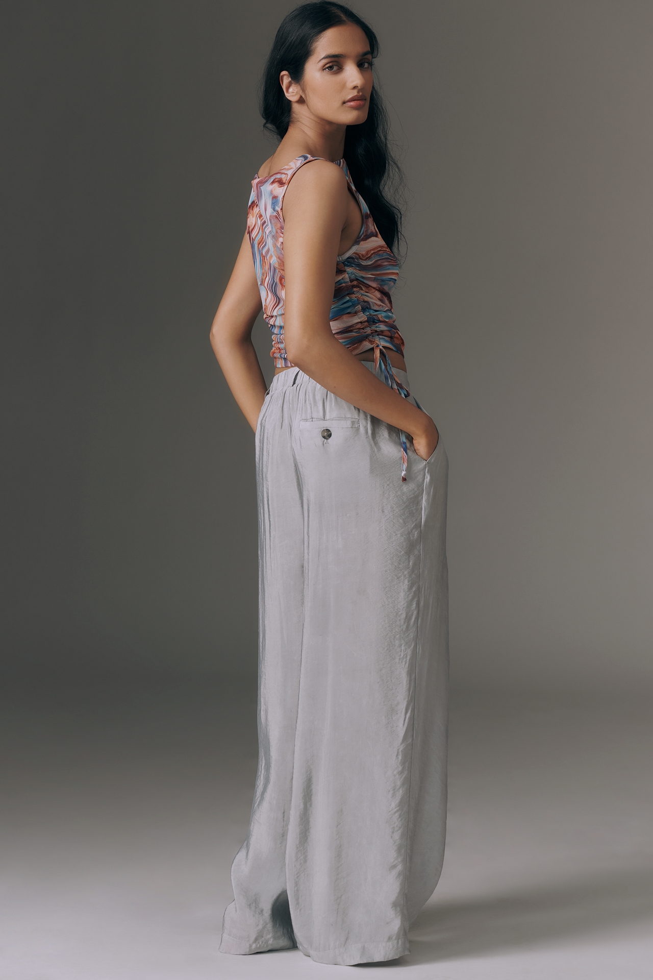 The Avery Sheer Wide-Leg Trousers by Maeve