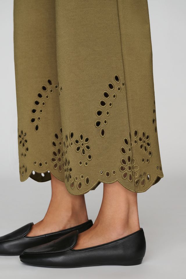 Maeve Colette Knit Cutwork High-Rise Wide-Leg Cropped Pants #4