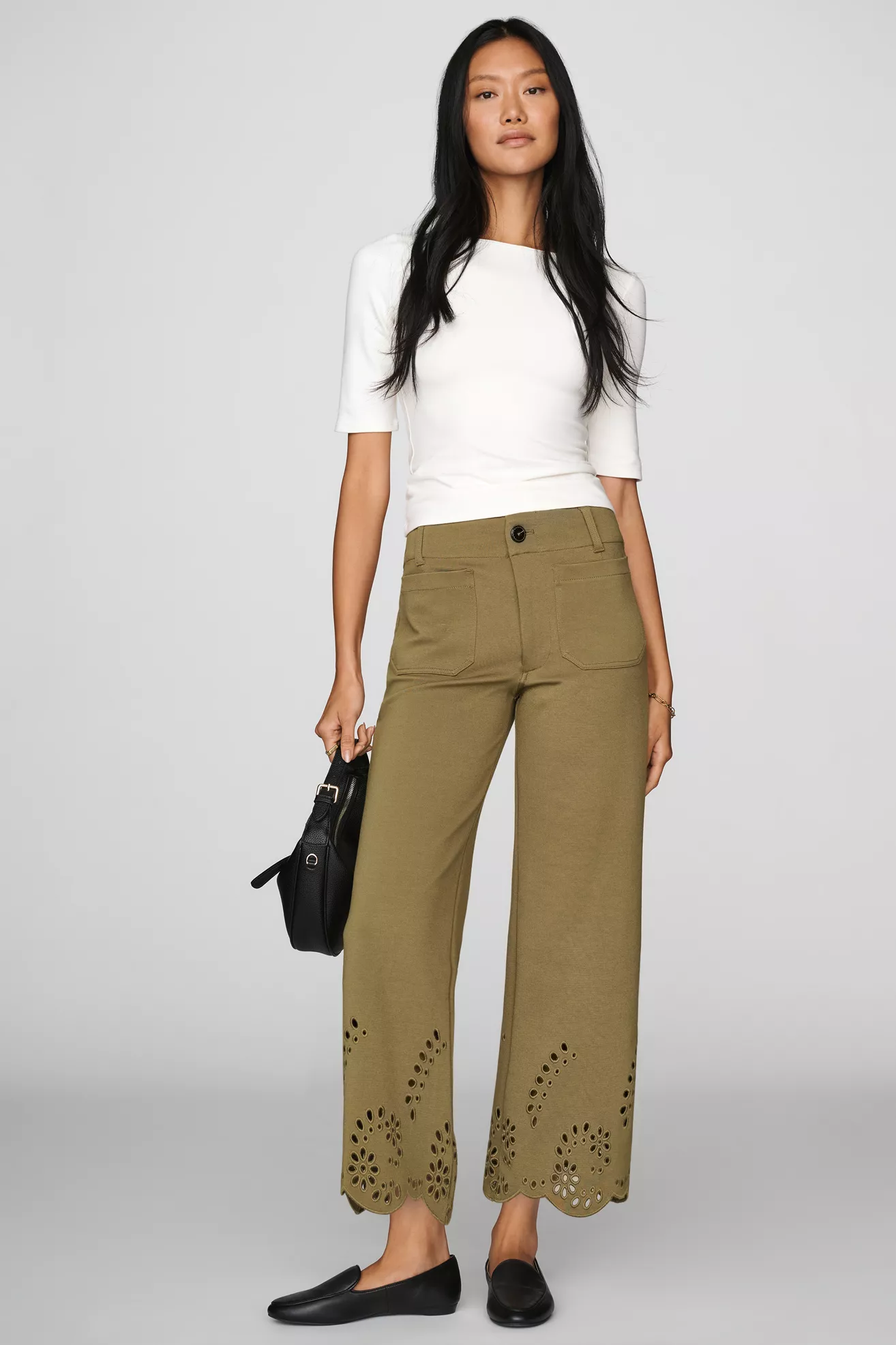 Maeve Colette High Rise Wide Leg Cutwork Pants
