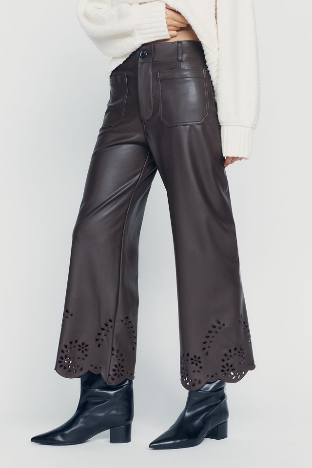 Maeve Cutout Faux-Leather Cropped Trousers #1