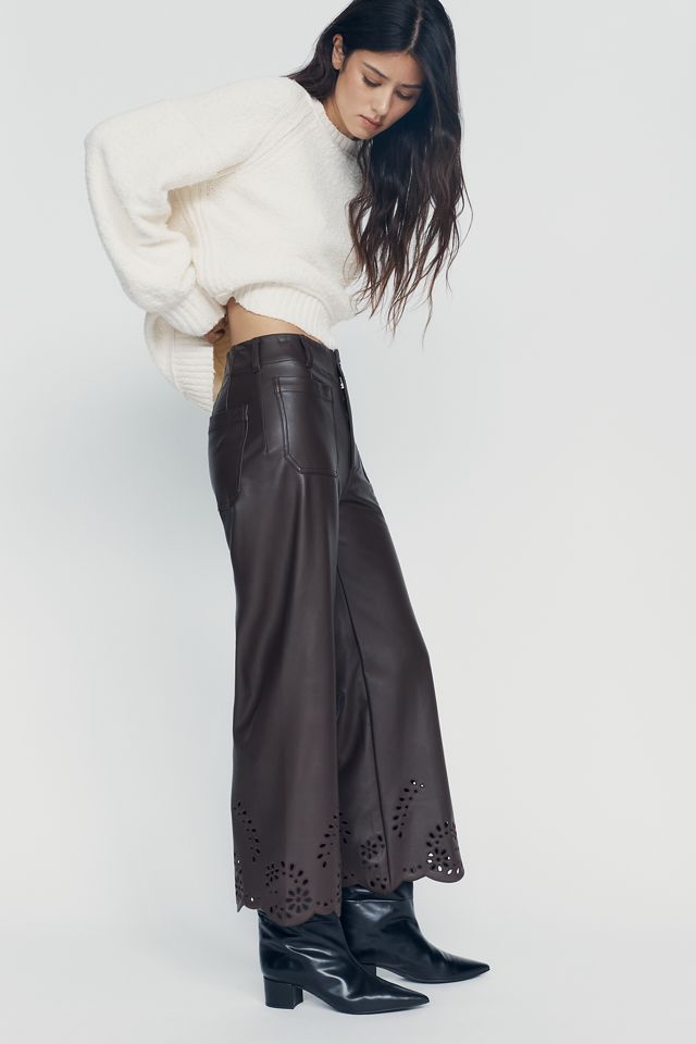 Maeve Cutout Faux-Leather Cropped Trousers #2