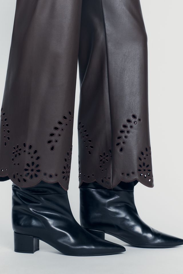 Maeve Cutout Faux-Leather Cropped Trousers #3