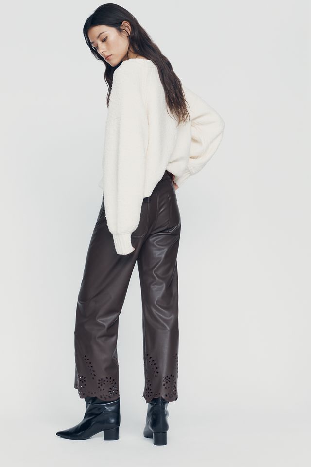 Maeve Cutout Faux-Leather Cropped Trousers #4