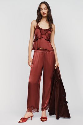By Anthropologie Silky Lace Pull On Pants