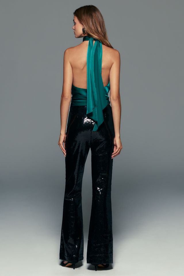 Maeve Pailletten-Hose mit hoher Taille und Schlag #2