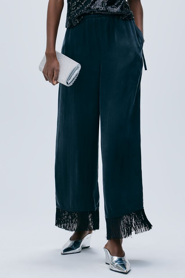Maeve Fringed High Rise Ankle Length Pants #1
