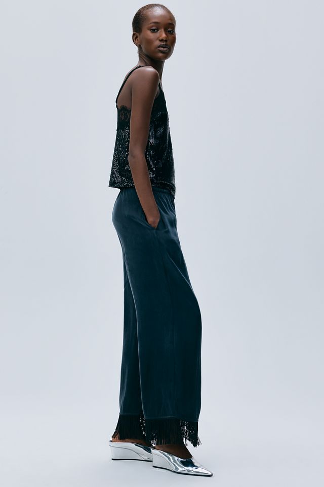 Maeve Fringed High Rise Ankle Length Pants #2