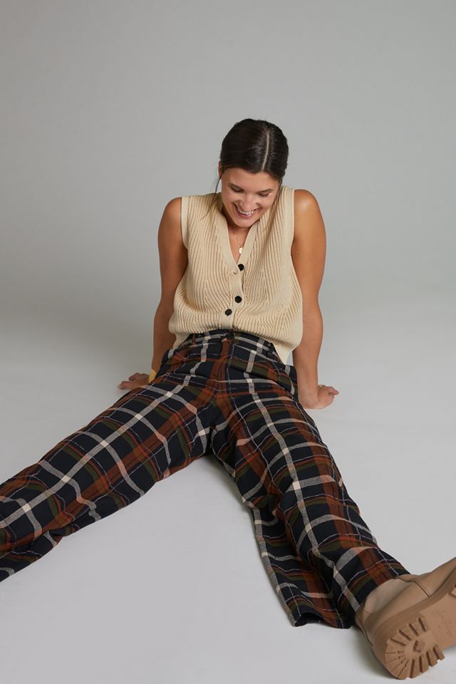 Straight Plaid Pants