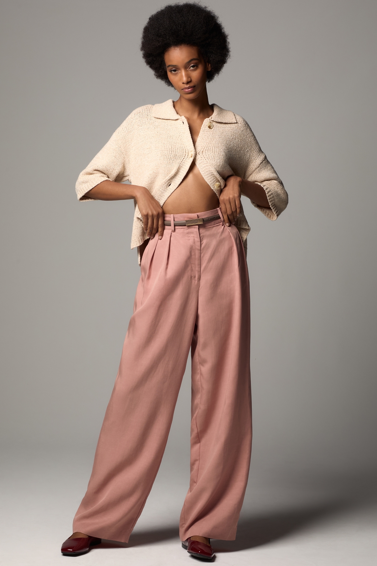 Mare x Anthropologie Belted Wide-Leg Trousers