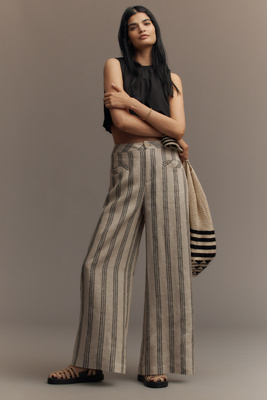 Mare Mare Linen Striped Wide-leg Pants