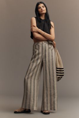Mare Mare Linen Striped Wide-Leg Pants