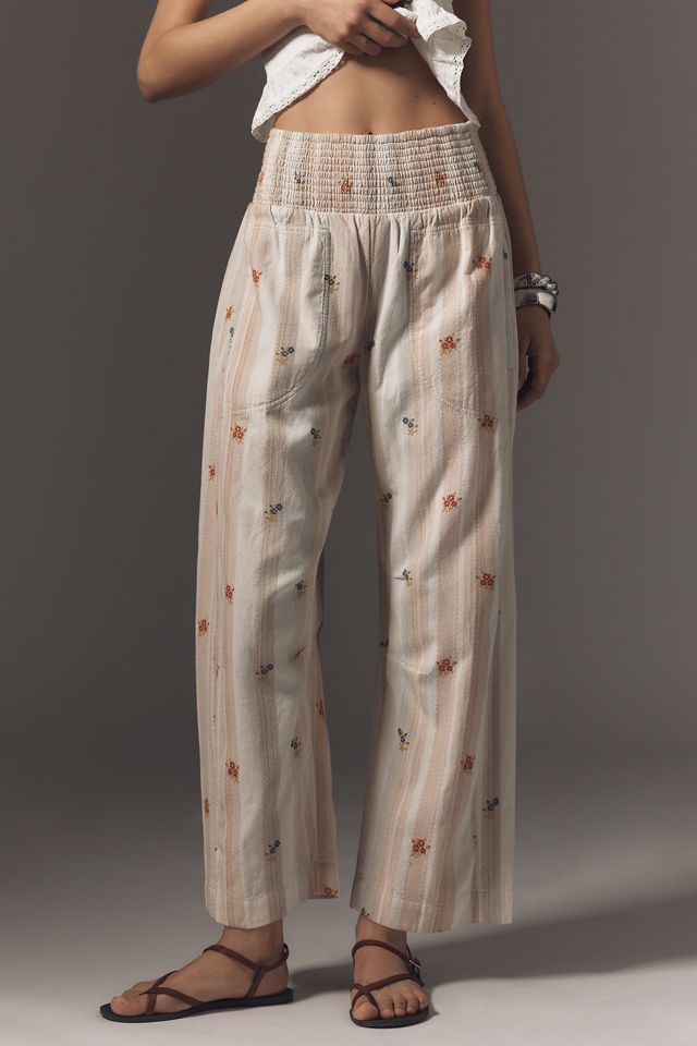 The Reese Printed Smocked Pull-On Barrel Pants by Pilcro #1