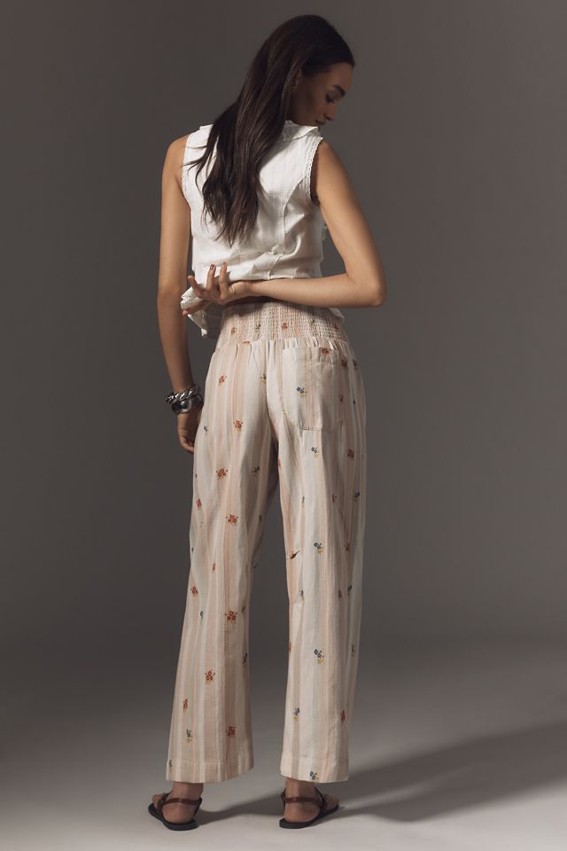 The Reese Printed Smocked Pull-On Barrel Pants by Pilcro #2
