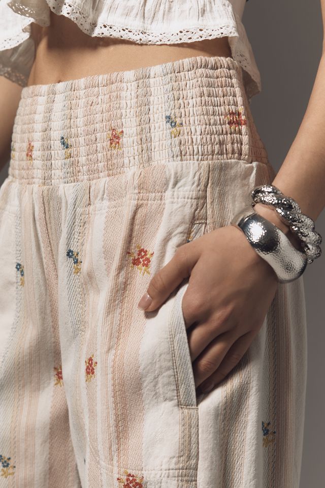 The Reese Printed Smocked Pull-On Barrel Pants by Pilcro #3