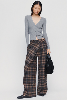 Muse Assembly Elena 100% Cotton Trousers Pants In Grey