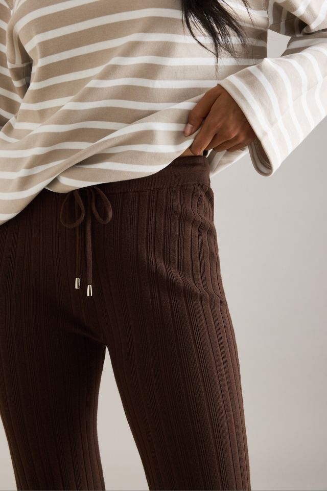 By Anthropologie Rib Knit Flared Trousers  #4