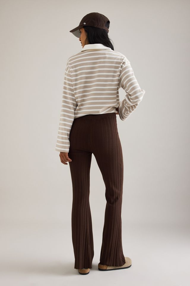 By Anthropologie Rib Knit Flared Trousers  #1