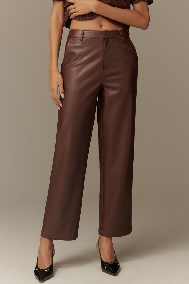 En Saison Delphine Cropped Coated Straight-Leg Pants #1