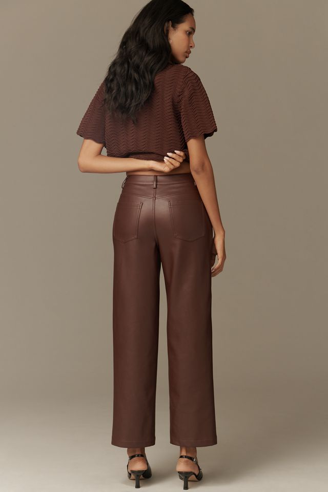 En Saison Delphine Cropped Coated Straight-Leg Pants #2