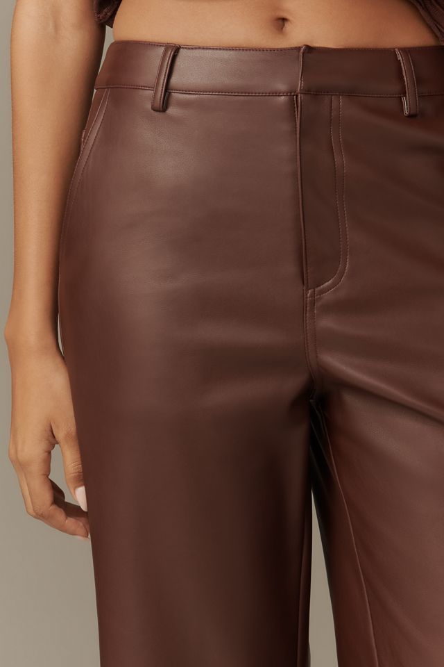 En Saison Delphine Cropped Coated Straight-Leg Pants #3