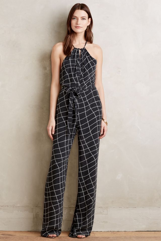 Windowpane Halter Jumpsuit #1