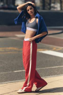 Shop Sanctuary Linen Blend Track Pants In Red