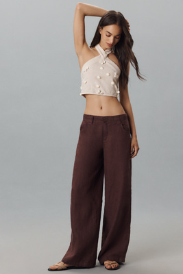 Sanctuary Arden Relaxed Linen Pants In Brown