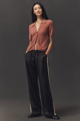 Sanctuary Coated Twill Track Pants In Black