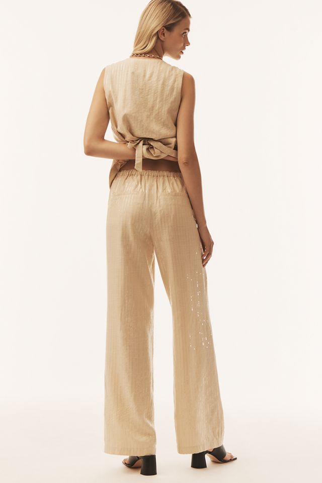 Sanctuary Coastal Sequin Linen Blend Wide-Leg Pants #2