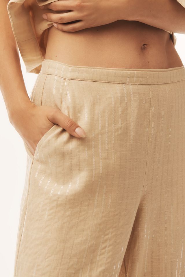 Sanctuary Coastal Sequin Linen Blend Wide-Leg Pants #3