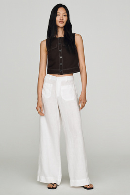 Sanctuary Linen Marine Wide-leg Pants In White