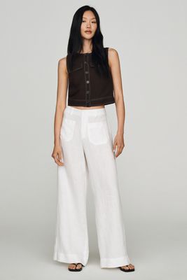 Sanctuary 100% Linen Marine High-Rise Wide-Leg Pants