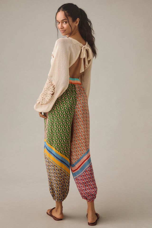 Farm Rio Cashew Mixed Scarf Print Joggers | Anthropologie