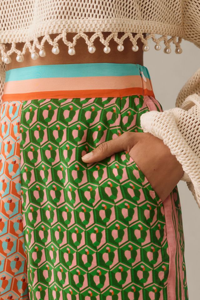 Farm Rio Cashew Mixed Scarf Print Joggers | Anthropologie