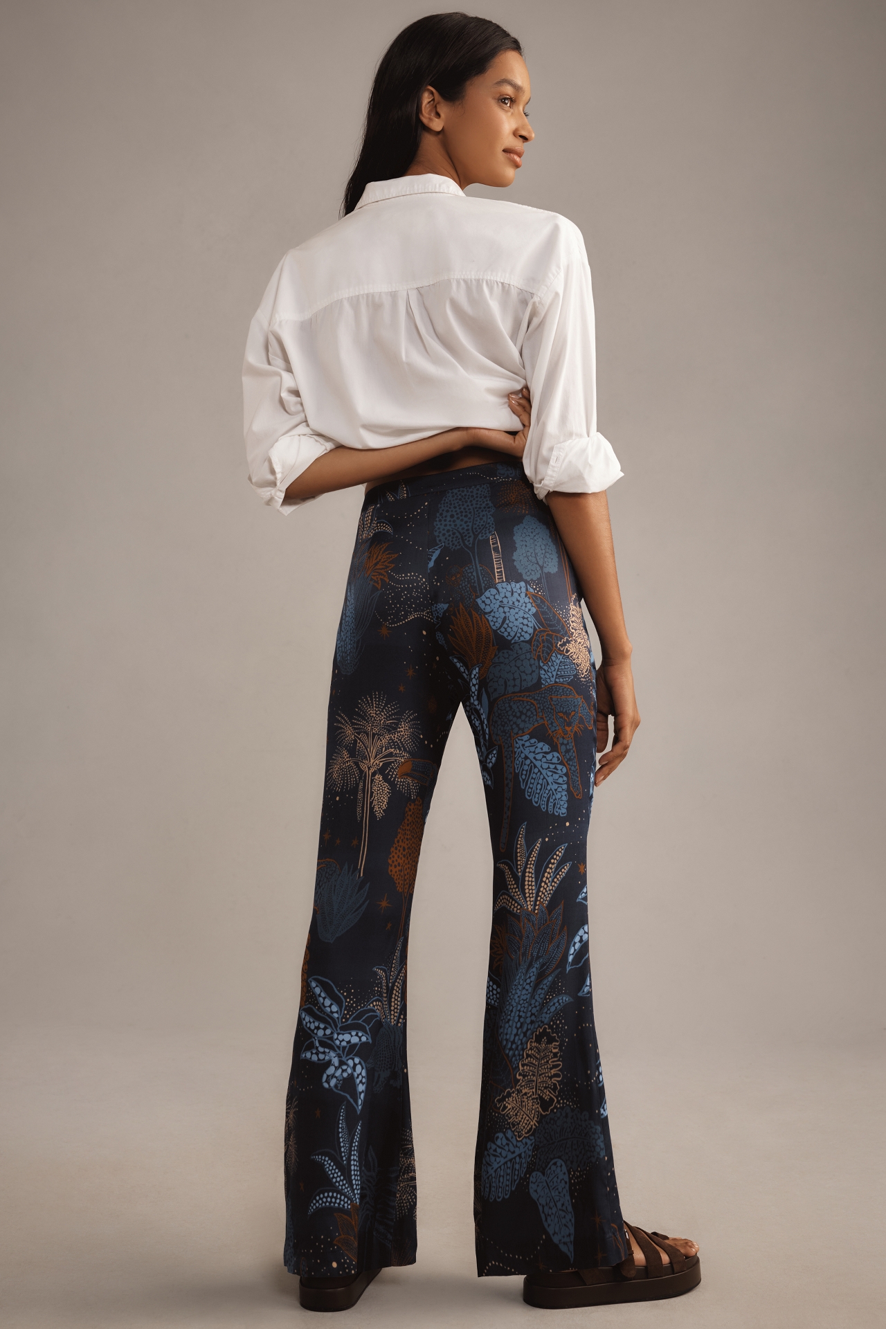 Farm Rio Jungle-Print Flare Pants