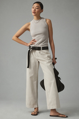 Womens Ankle Wide Leg Chino Trouser in Tigers Eye