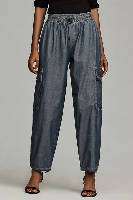 Pilcro Denim Bungee Wide-Leg Parachute Trousers