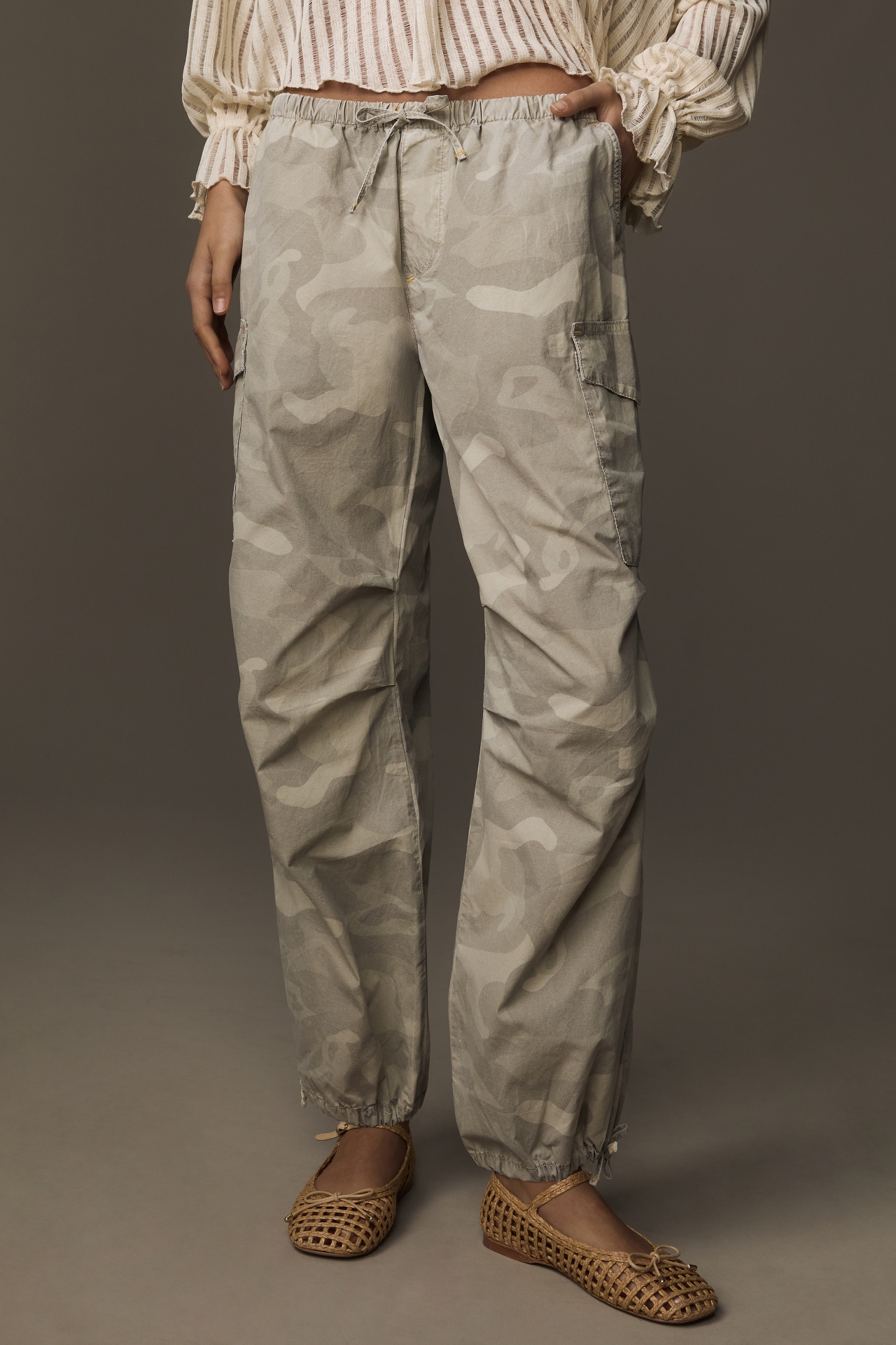 Pilcro Printed Camo Parachute Pants