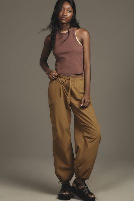 Shop Pilcro Pull-on Parachute Pants In Brown