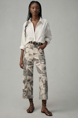 Pilcro The Skipper Seamed High-rise Crop Wide-leg Pants By : Camo Edition In Multicolor
