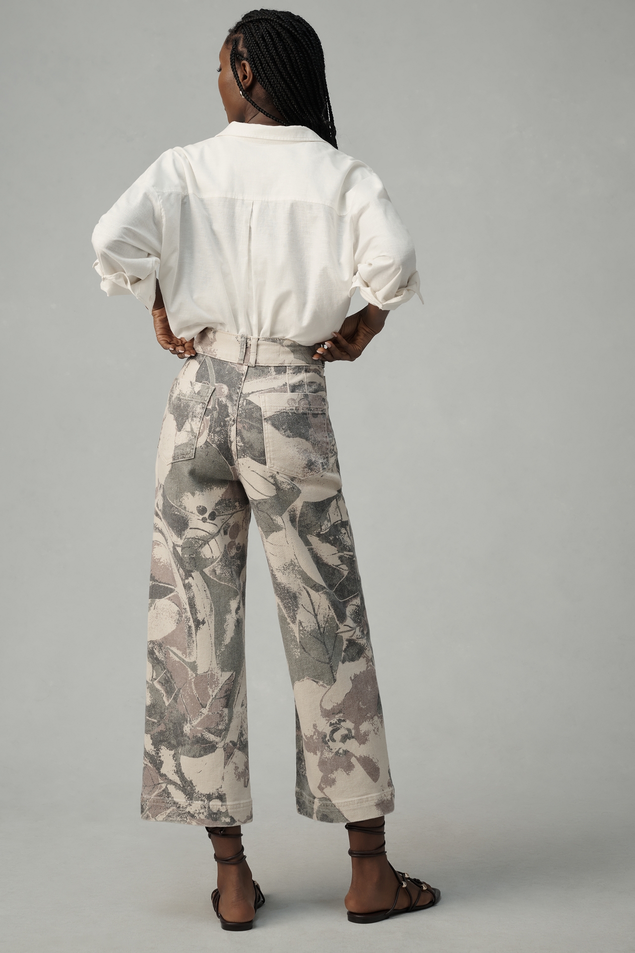 The Skipper Seamed High-Rise Crop Wide-Leg Pants by Pilcro: Camo Edition