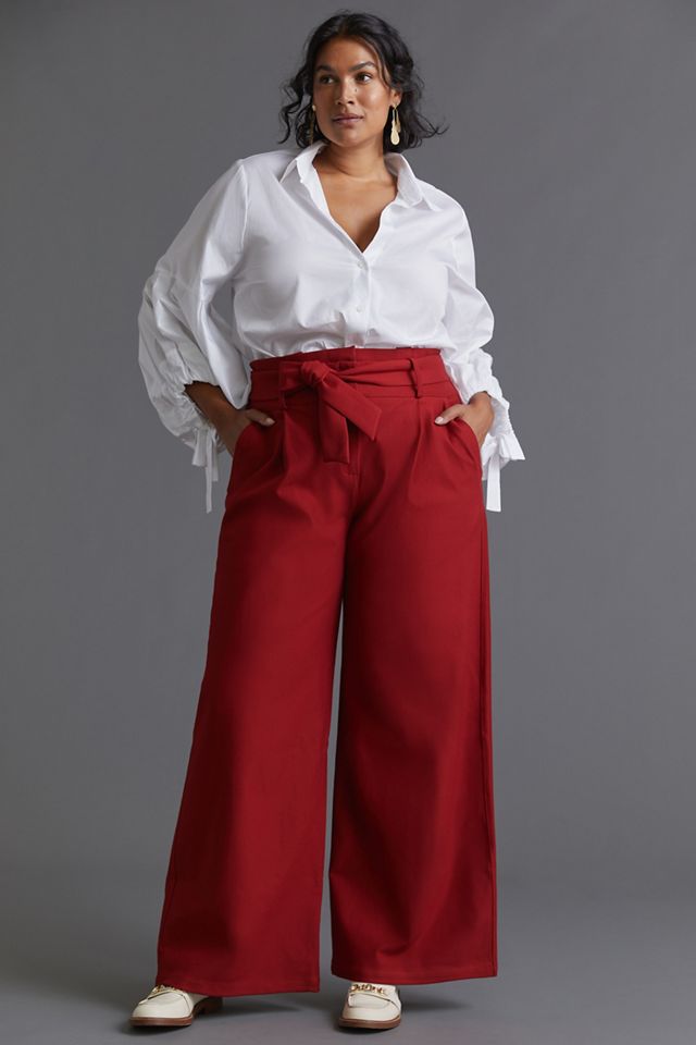 Paperbag Wide-Leg Trousers