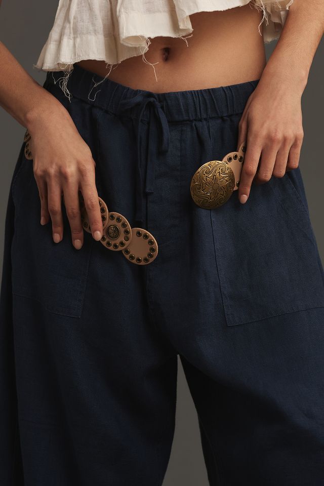 Denimist Palazzo Drawstring Linen Utility Pants #3