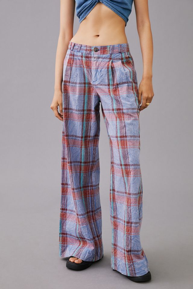 By Anthropologie Plaid Wide-Leg Pants #1