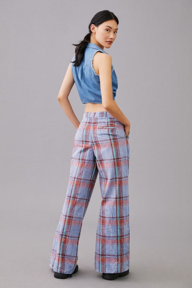 By Anthropologie Plaid Wide-Leg Pants #4