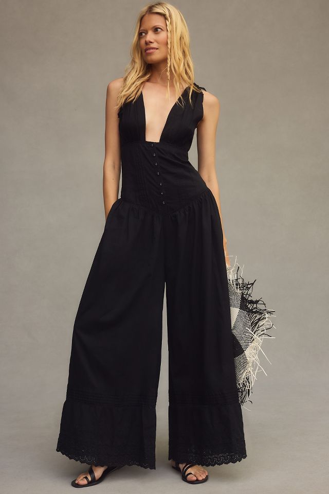 Deep cheap v jumpsuit