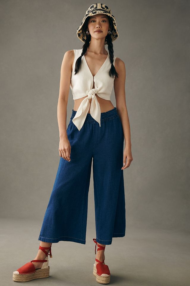 Wide leg denim outlet culottes